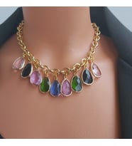 Joyeux kristal taşlı kolye ve küpe set