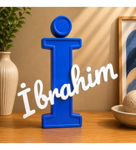 İ Harfi Kişiye Özel Dekoratif İsimlik 3D Baskı Bebek ve Çocuk Odası Harf İsim Yazısı Masa Üstü Özel Tasarım