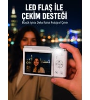 Beyaz 4k Video Kayıtlı 48 Mp Dijital Fotoğraf Makinesi Otomatik Odaklama