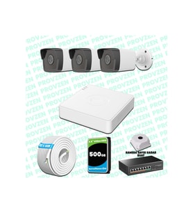 Provzen Hikvision 3 Kameralı IP 1080P Mikrofonlu Güvenlik Kamerası Olay Anında bildirim