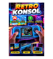 Taşınabilir Retro Oyun Konsolu – Dahili Klasik Oyunlu, AV TV Bağlantılı ve Şarjlı