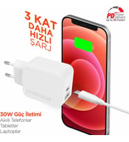 Hypergear 30 W USB-C Duvar Şarj Cihazı, Hızlı Şarj Özellikli, Beyaz