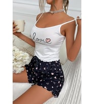Merry See Love Kalp Baskılı Şortlu Pijama Takımı (Çok Renkli)