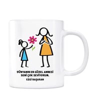 Dünyanın En Güzel Annesi Kupa Kişiye Özel İsimli (Anne Kız)