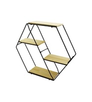PETEK - 4 KATLI METAL İSKELETLİ - AHŞAP RAFLI  DEKORATİF RAF  60 X 14 X 53 Cm