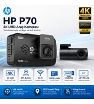 HP Araç İçi Ön ve Arka Kamera P70 Black, HD Araçiçi Kamera, G Sensörlü, Wi-Fi Destekli (Resmi Distribütör Garantili)