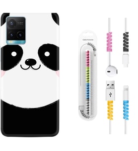 Vivo Y11S Y21S Y20 Y20S Y70 Kılıf Kablo Koruma Spiral Silikon Sevimli Panda 1794