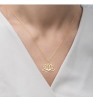 Kişiye Özel 925 Ayar Gümüş Lotus Çiçeği Kolye