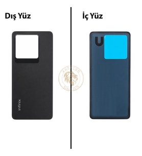 Infinix Note 30 Pro Siyah Uyumlu Arka Kapak Arka Cam Batarya Pil Kapağı Lazer Kesim Back Cover