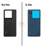 Infinix Note 30 Pro Siyah Uyumlu Arka Kapak Arka Cam Batarya Pil Kapağı Lazer Kesim Back Cover