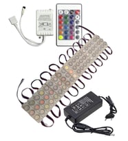 20 Adet 12 Volt 3 Watt 3 Lensli Rgb 3030 SMD Led Modül 24 Tuşlu RGB Kumanda 5A Plastik Adaptör Set