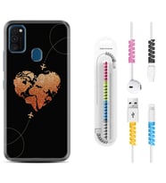 Samsung M21 M22 M23 M30 M31S M32 Kılıf Kablo Koruma Spiral Silikon Plane Heart 1721