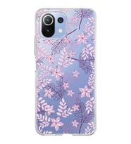 Xiaomi Mi 11 Lite Uyumlu Kapak Floral Pudra Tasarımlı Şeffaf Silikon Kılıf