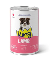 King Sos İçerisinde Et Parçacıklı Kuzu Etli Köpek Konservesi 400 Gr*20 ADET