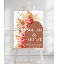 Söz Nişan Düğün İçin 50x70 Karşılama Panosu - Çiçek Desenli 003