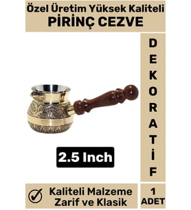 Yüksek Kaliteli Isı İletkenli Kolay Temizlenir Estetik Dekoratif Türk Kahvesi Pirinç Cezve 2.5 Inch
