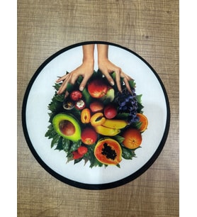 24X24 CM YUVARLAK MEYVE RESİMLİ ARMAA YAMA DDİKİŞ HOBİ AKSESUARI