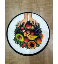 24X24 CM YUVARLAK MEYVE RESİMLİ ARMAA YAMA DDİKİŞ HOBİ AKSESUARI
