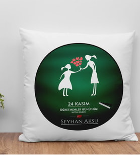 BK Gift Kişiye Özel Öğretmenler Günü Beyaz Kırlent Yastık- 17, Öğretmene Hediye, Öğretmenler Günü