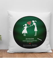 BK Gift Kişiye Özel Öğretmenler Günü Beyaz Kırlent Yastık- 17, Öğretmene Hediye, Öğretmenler Günü