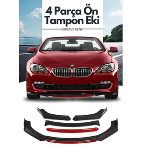 4 Parça Ön Lip Universal Ön Tampon Eki Piano Black Kırmızı Renk (Sarı)
