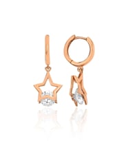 Gümüş rose özel tasarım zirkon tek taşlı yıldız küpe SGTL12418ROSE