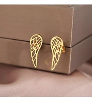 Kişiye Özel 925 Ayar Gümüş Melek Kanadı Küpe (Gold)