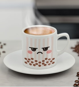 BK Gift Sevimli Yüz Tasarımlı Mini Seramik Türk Kahvesi Fincanı, Renkli Eğlenceli Kahve Fincanı-7