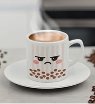 BK Gift Sevimli Yüz Tasarımlı Mini Seramik Türk Kahvesi Fincanı, Renkli Eğlenceli Kahve Fincanı-7