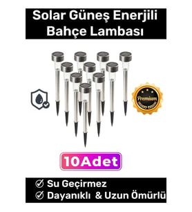 Premium Kablosuz Su Geçirmez Dayanıklı Şık Solar Güneş Enerjili Bahçe Lambası Saplama 30cm 10 Adet