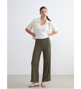 LCW EVERYDAY Haki Beli Lastikli Dokulu Kadın Pantolon
