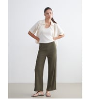 LCW EVERYDAY Haki Beli Lastikli Dokulu Kadın Pantolon