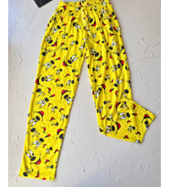 Lindros Twigy Gülen Yüz Baskılı Sarı %100 Pamuk Süet Kışlık Pijama Altı