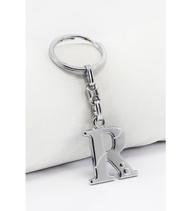 Gümüş Renkli Metal R Harfi Anahtarlık / Harfli Çanta Süsü (Standart)