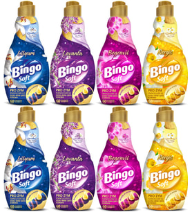 Bingo Soft Çamaşır Yumuşatıcı Konsantre 1440ML Karma 8 Li Set (Lilyum-Lavanta-Begonvil-Nergis)