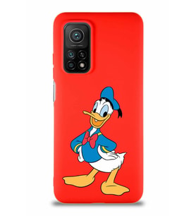 Xiaomi Mi 10T Soft Premier Kapak Donald Duck-C Tasarımlı Silikon Kılıf - Kırmızı (Şeffaf)