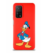 Xiaomi Mi 10T Soft Premier Kapak Donald Duck-C Tasarımlı Silikon Kılıf - Kırmızı (Şeffaf)