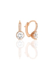 Gümüş rose zirkon taşlı elmas montürlü küpe SGTL11849ROSE