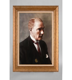 Çerçeveli Paspartulu Atatürk Tablo a506 (Gold)