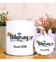 Bilgisayar Mühendislerine Kupa Bardak ve Anahtarlık Hediye Seti (Model 1)