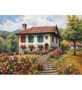 Nova Puzzle 1000 Parça Bahar Rüyası Puzzle - Dağ Evi ve Merdivenler