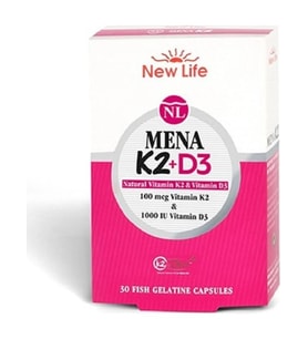 New Life Mena K2+D3 30 Kapsül 100 mcg K2 ve 1000 IU D3 Vitamin İçeren Türkiye Menşeli Ürün