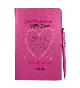 Sevgililer Gününe Özel Pembe Defter Kalem & Hediye Seti 23