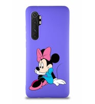 Xiaomi Mi Note 10 Lite Soft Premier Kapak Minnie Mouse-E Tasarımlı Silikon Kılıf - Mor (Şeffaf)