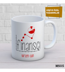 Kişiye Özel Meslek Temalı Kupa  İsimli & Fotoğraflı Premium Hediye Bardak Finansçı