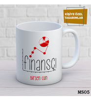 Kişiye Özel Meslek Temalı Kupa  İsimli & Fotoğraflı Premium Hediye Bardak Finansçı