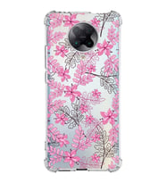 Xiaomi Poco F2 Pro Köşe Korumalı Antişok Kapak Floral Pembe Tasarımlı Şeffaf Silikon Kılıf