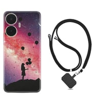 Realme C55 Kılıf Resimli Boyun Askılı İpli Desenli Silikon Flowers Cat 2 1349