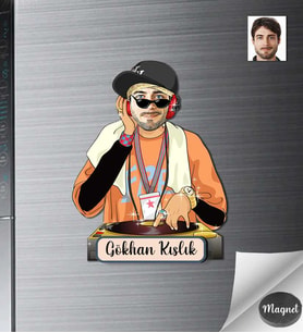Kişiye Özel Dj Erkek Ahşap Magnet -1
