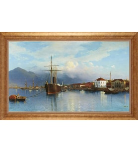 Çerçeveli Paspartulu Manzara Tablo bm1555 (Gold)